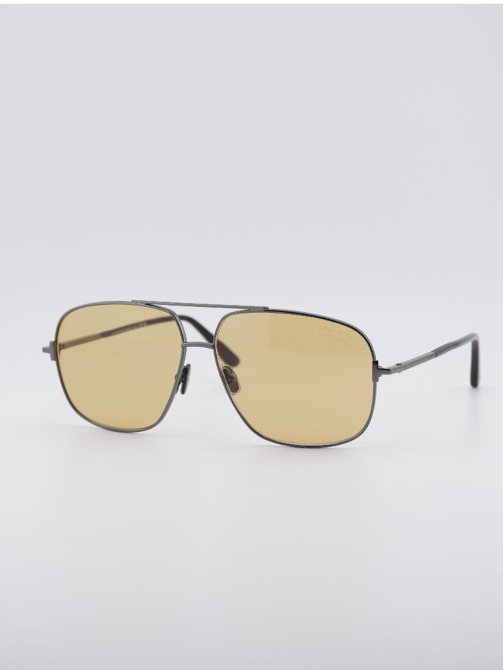 Tom Ford Tex FT1096 08E Sunglasses Shiny Gunmetal Aviator Frame, Brown Lenses